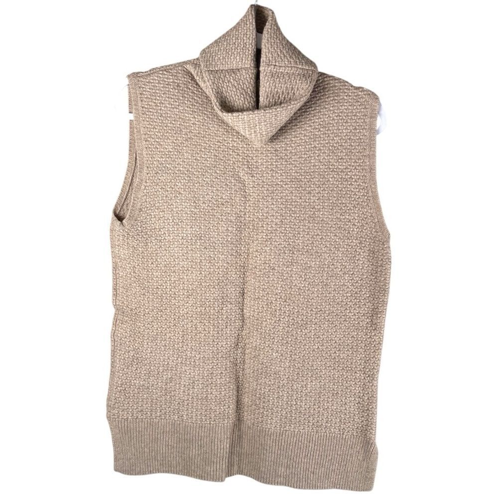 Repeat Womens 40 Medium brown knit textured sleeveless turtleneck tunic sweater